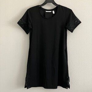 Isaac Mizrahi Petite Short Sleeve Pebble Knit Dress - Black (Sz PS) a645021